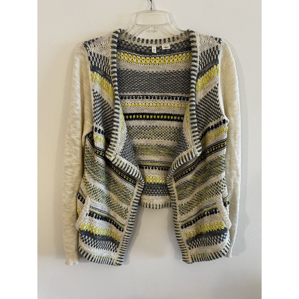 Moth Anthropologie Chaux Open Cardigan Sweater Womens Size S Gray Metallic